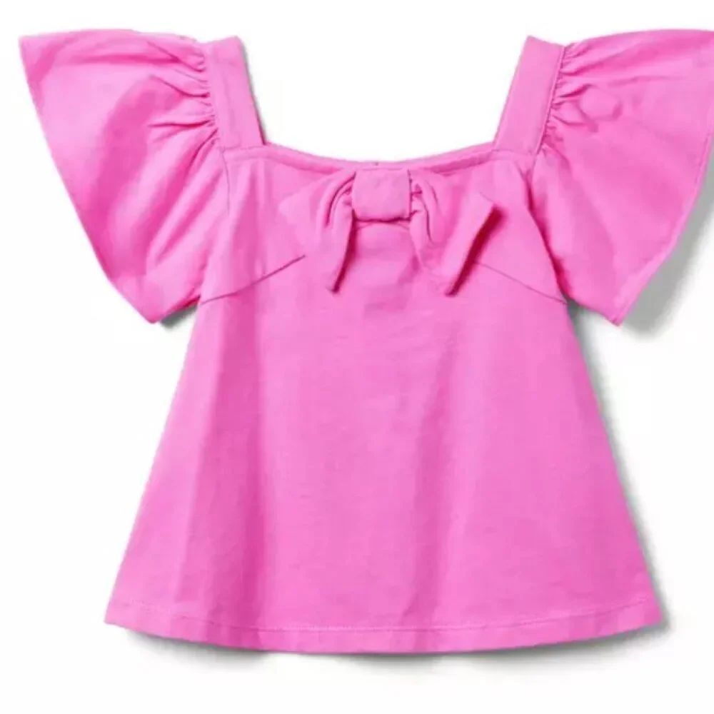 Janie and Jack 100048570 Girl Purely Pink The Flutter Sleeve Top NWT size 6-12 m